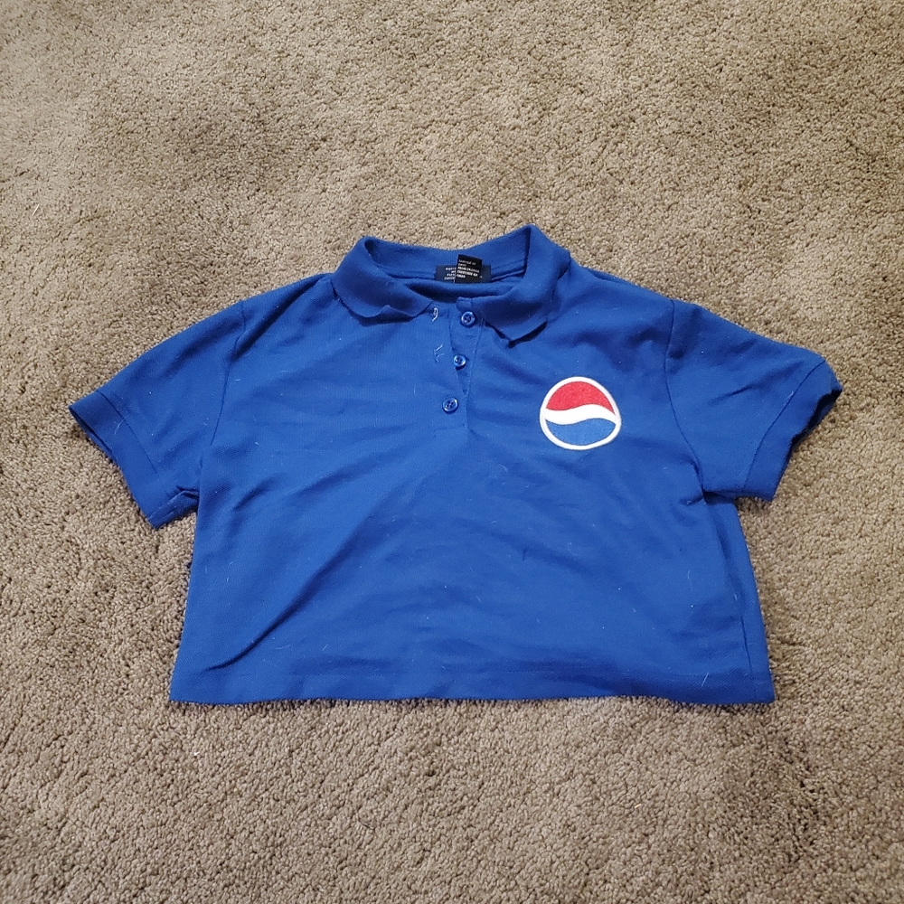 Retro Style Pepsi Logo Polo Crop Top